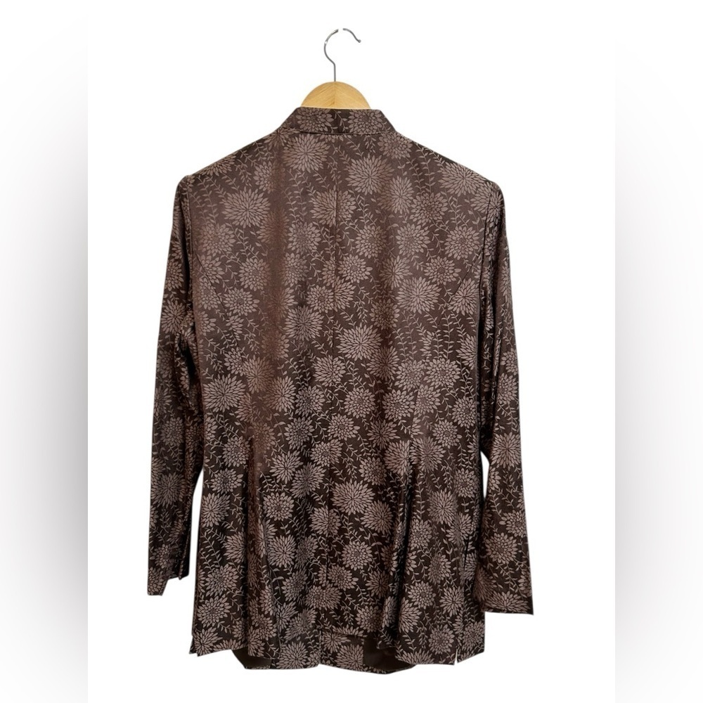 Vintage Adrianna Papell Women’s Jacket Blazer Brown Floral Silk Blazer 14W NWT - Picture 5 of 7